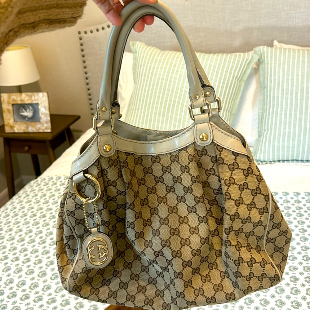 Gucci Monogram Medium Sukey Beige - image 1